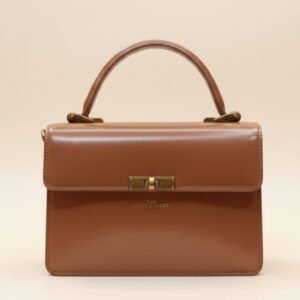 Premium Smooth Leather Structured Satchel – Gold Hardware Edition