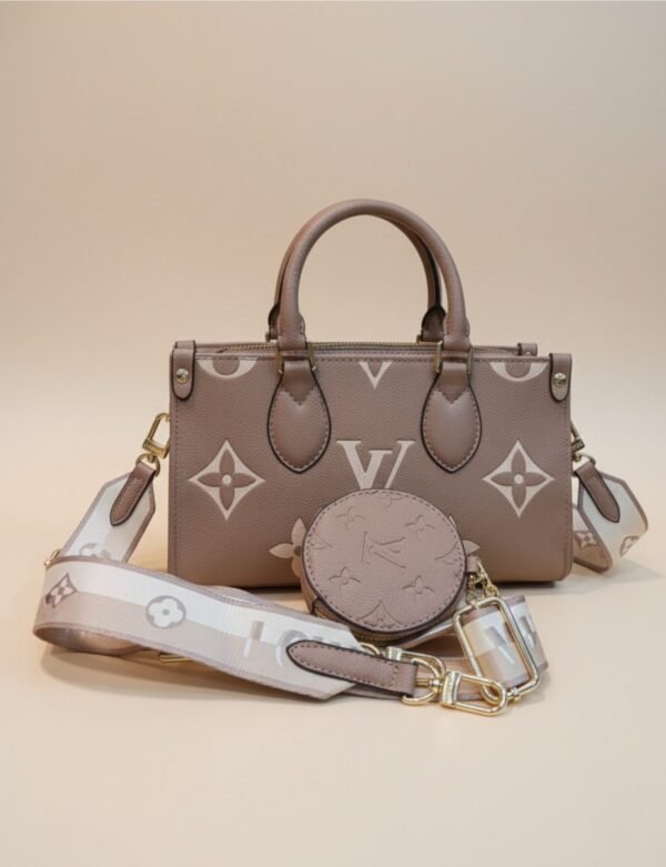 Premium Monogram Leather Tote Bag with Detachable Strap