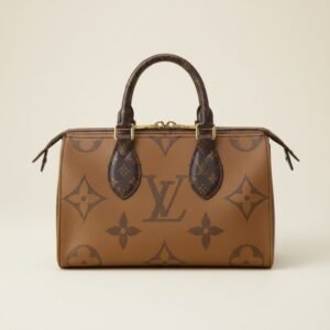 Premium Monogram Leather Tote Bag with Detachable Strap