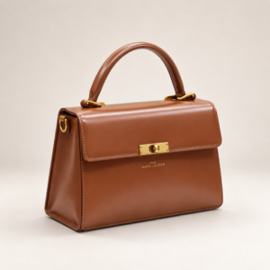 Premium Smooth Leather Structured Satchel – Gold Hardware Edition