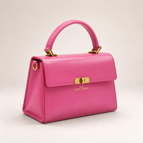 Premium Smooth Leather Structured Satchel – Gold Hardware Edition - Image 2
